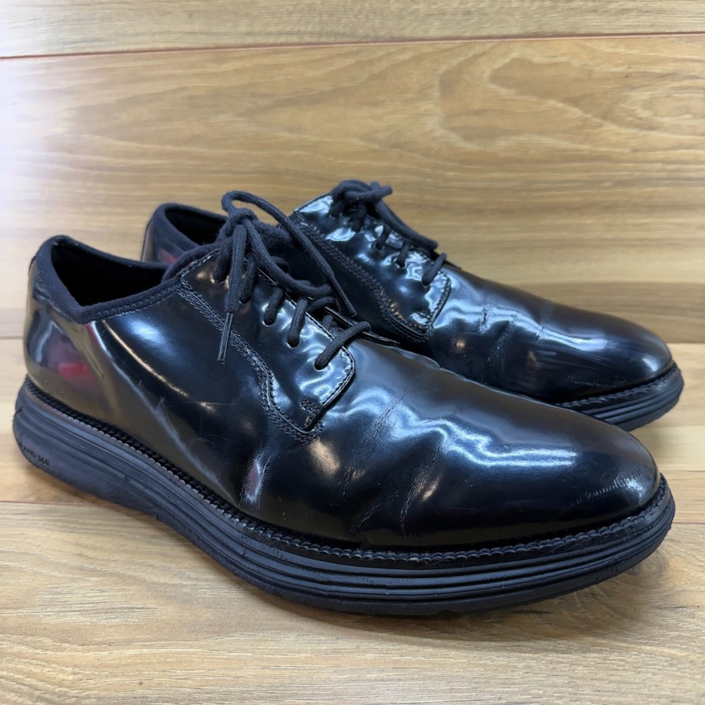 Cole Haan Original Grand Postman Oxford Mens 12 M Black Patent Leather Business - Picture 2 of 11